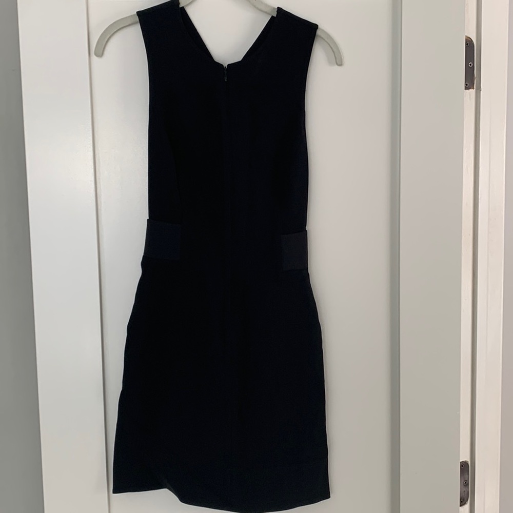 A.L.C black mini dress viscose/elastic cross cross back, zip up front dress